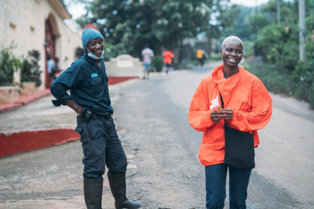 group of african youth with phones
