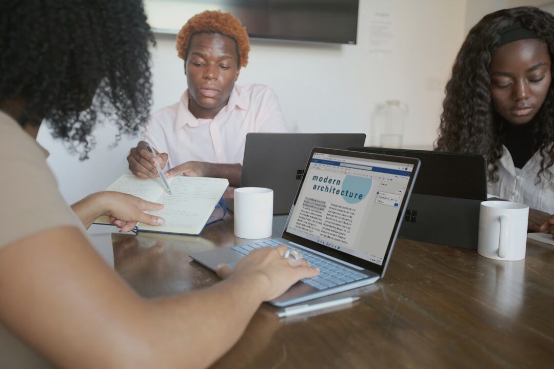 african businesswoman leading team